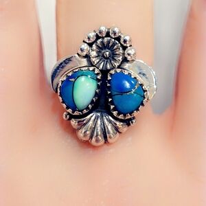Blue Dahlia Turquoise Sterling Gemstone Ring